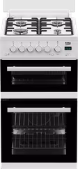 Beko EDG507W 50cm Twin Cavity Gas Cooker with Gas Hob & Glass Lid - White