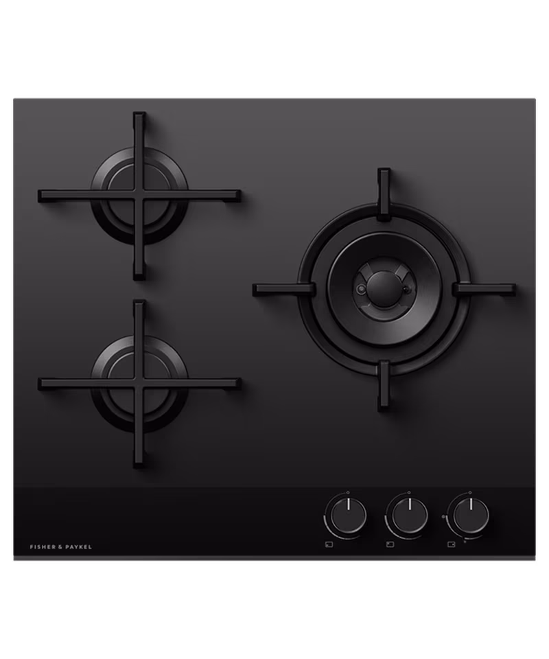 Fisher & Paykel CG603DNGGB4 60cm 3 Burner Gas Hob - Black Glass