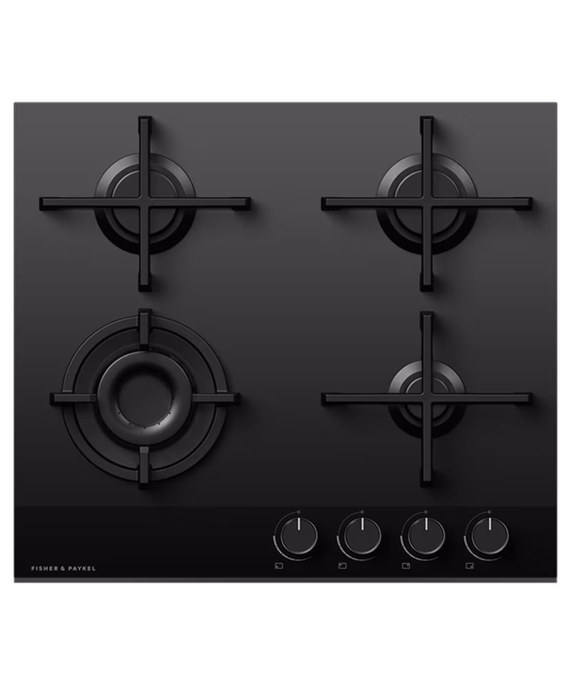 Fisher & Paykel CG604DLPGB4 60cm 4 Burner Gas Hob in Black Glass