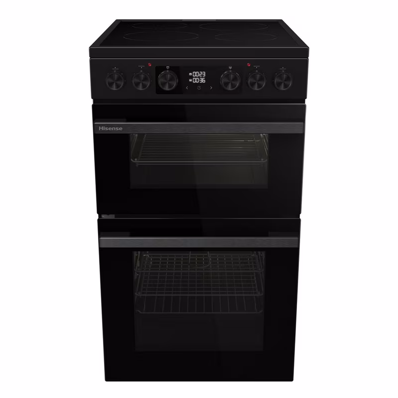 Hisense HDCEC5C10B 50cm Double Oven Electric Cooker with Ceramic Hob - Black