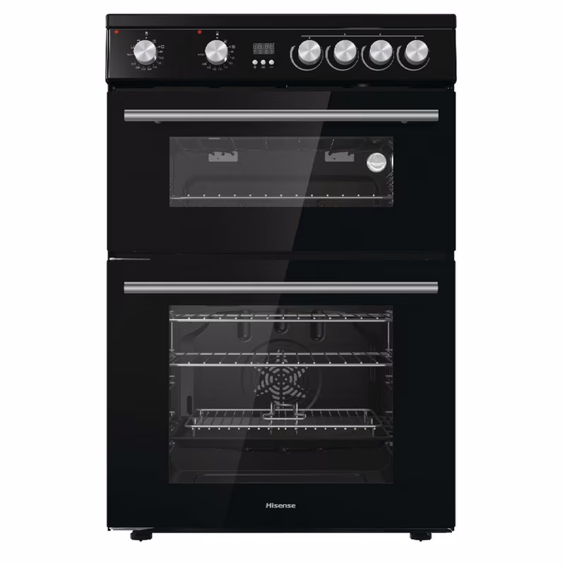 Hisense HDE3211BBUK 60cm Double Oven Electric Cooker with Ceramic Hob - Black