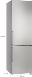 Siemens KG39NAIAU iQ500, Free-standing fridge-freezer with freezer at bottom, 203 x 60 cm, Stainless steel
