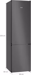 Siemens KG39NVXBG iQ300, Free-standing fridge-freezer with freezer at bottom, 203 x 60 cm, Brushed black steel antiFingerprint