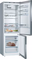 Bosch KGE49AICAG Series 6, Free-standing fridge-freezer with freezer at bottom, 201 x 70 cm, Stainless steel