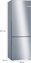 Bosch KGE49AICAG Series 6, Free-standing fridge-freezer with freezer at bottom, 201 x 70 cm, Stainless steel