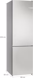 Bosch KGN392LBFG Series 4, Free-standing fridge-freezer with freezer at bottom, 203 x 60 cm, Stainless steel look