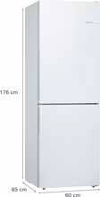 Bosch KGV336WEAG Series 4, Free-standing fridge-freezer with freezer at bottom, 176 x 60 cm, White