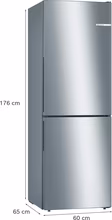 Bosch KGV33VLEAG Series 4, Free-standing fridge-freezer with freezer at bottom, 176 x 60 cm, Stainless steel look