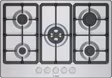 Bosch PGQ7B5K90 Series 4, Gas hob, 75 cm, Stainless steel
