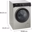 Siemens WG46H2AXGB iQ500, Washing machine, front loader, 9 kg, max. 1600 rpm, Silver inox
