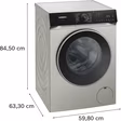 Siemens WG56H2AXGB iQ500, Washing machine, front loader, 10 kg, max. 1600 rpm, Silver inox