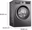 Bosch WNG254R1GB Series 6, Washer dryer, 10.5/6 kg, max. 1400 rpm, Cast iron grey