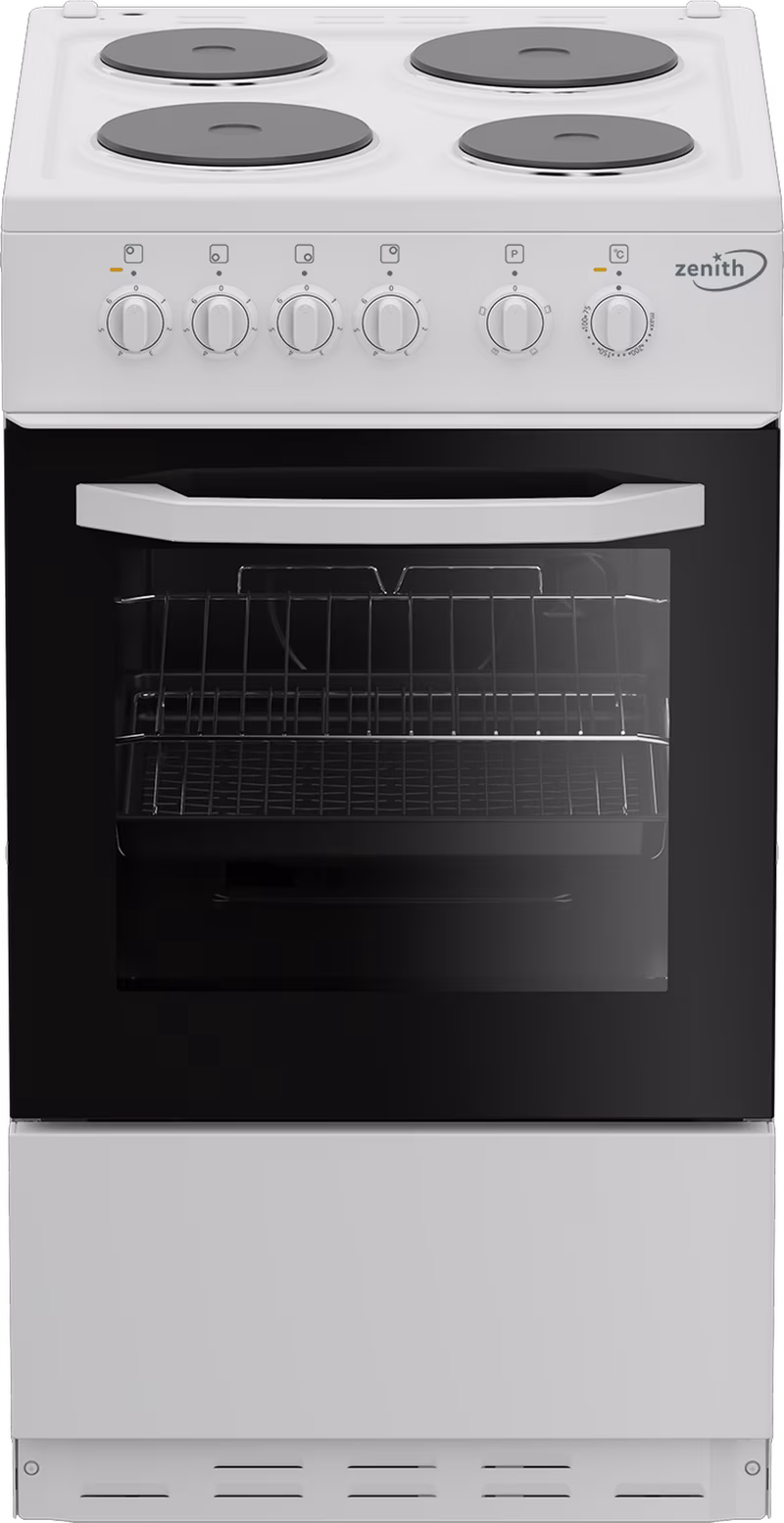 Zenith ZE503W 50cm Electric Single Oven with solid plate - hob White